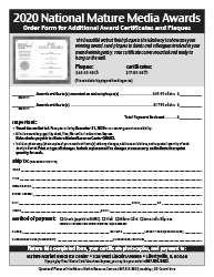 Certificate / Plaque Order Form